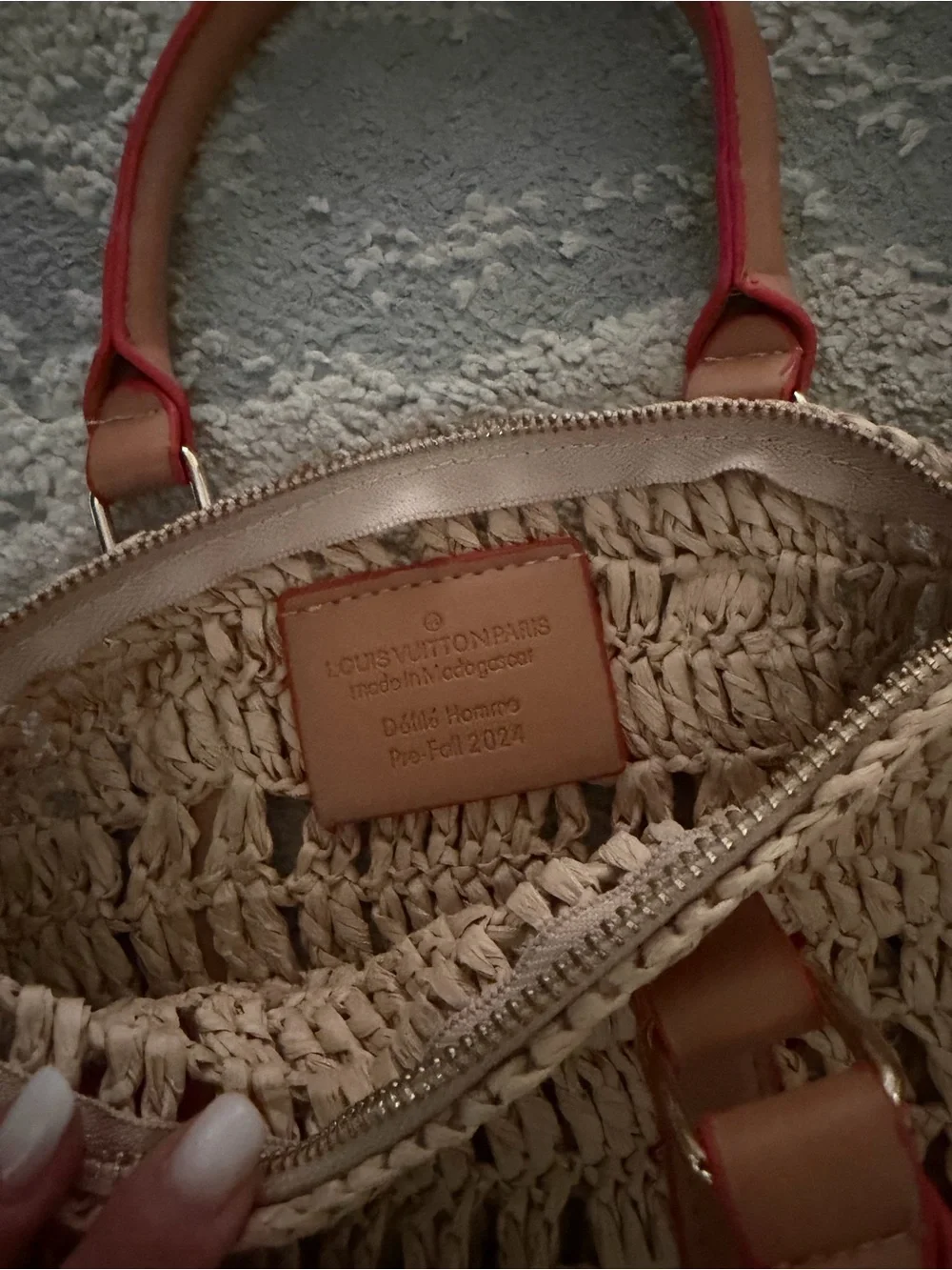 Raffia Tote with Tan Trim